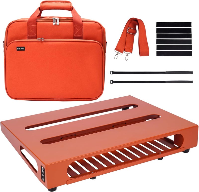 GOKKO لوحة دواسات الجيتار 13.8" × 11" مع حامل مزود الطاقة، تشمل حقيبة حمل وشريط تثبيت (برتقالي، GKS-14OR) - Image 1